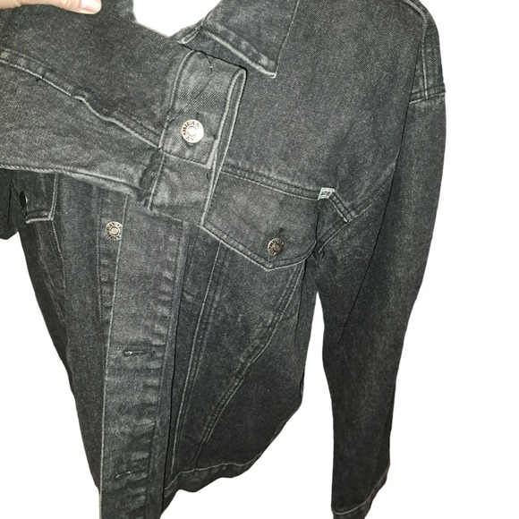 Milano Bay Size Large Black Denim Jacket with Gold Embroidery on Back - Picture 7 of 12